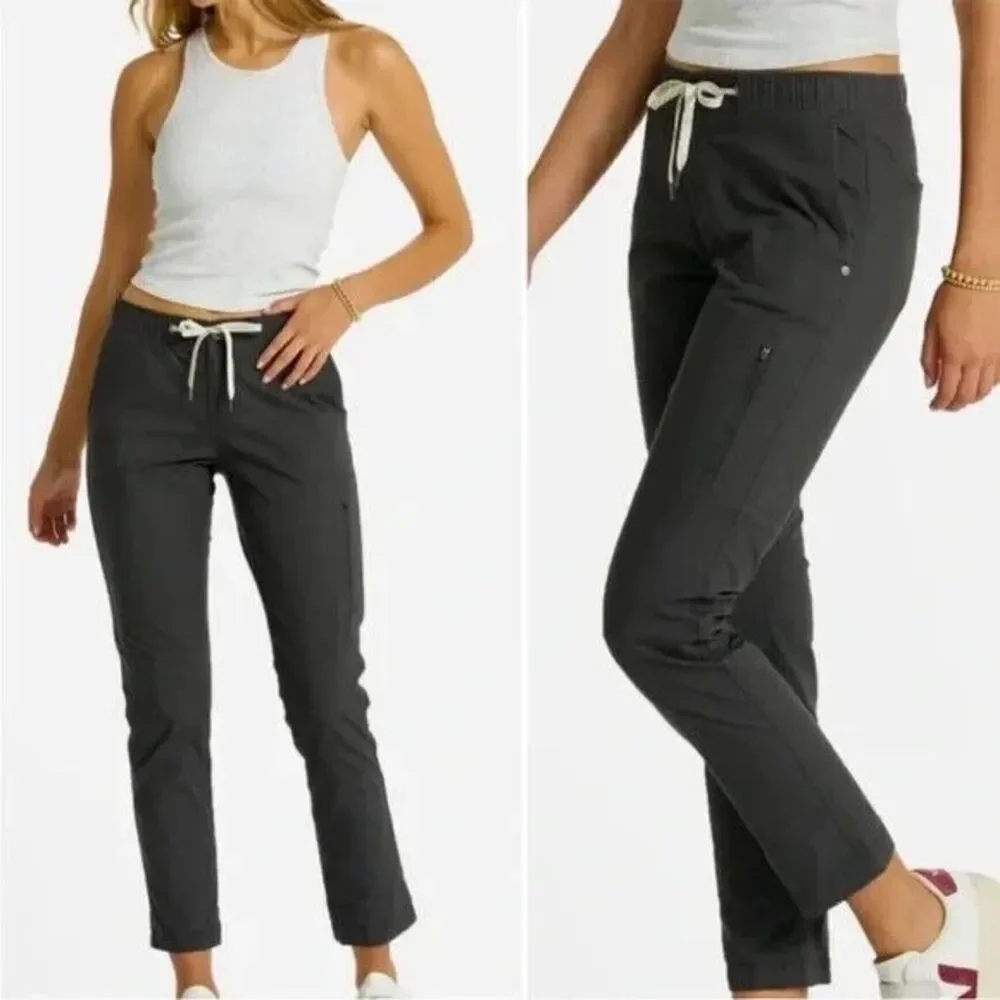 Vuori Women's Ripstop Pants Charcoal Gray Drawstring Pockets Athleisure Medium